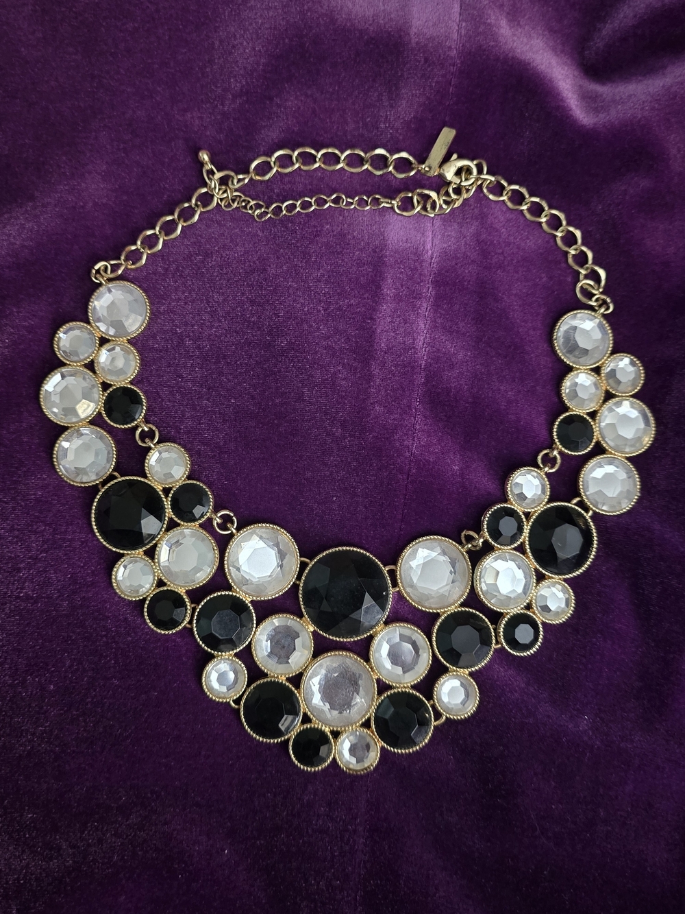 Gold-Tone Black & Clear Statement Necklace - Women Jewelry